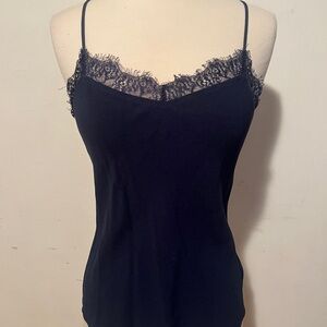 Diane von Furstenberg Navy Lace Racerback Tank Top/Cami Size XXS